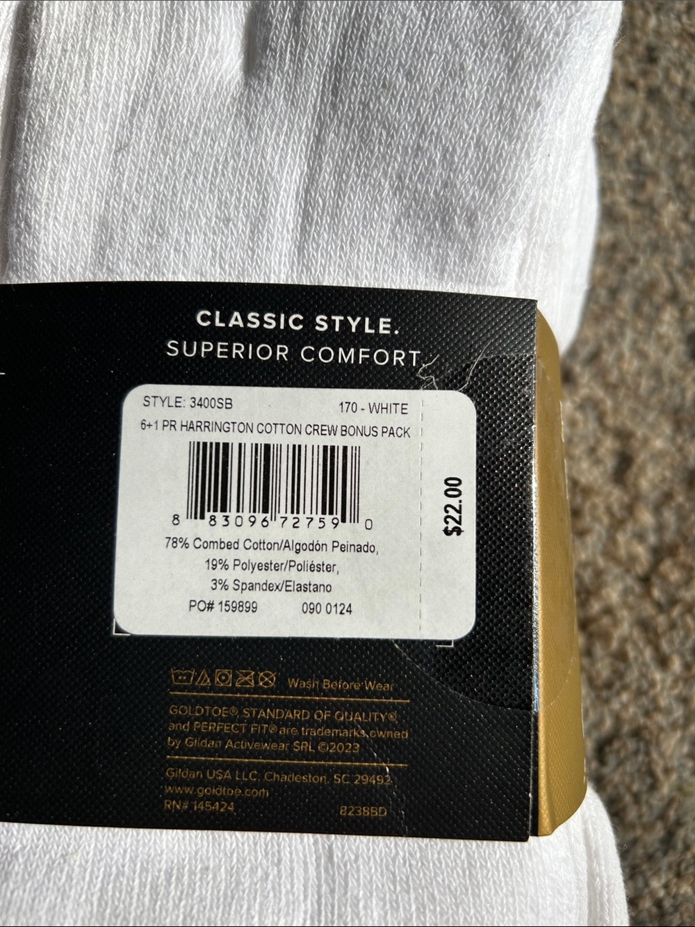 Gold Toe White Cotton Crew Socks - 6+1 Pack Harrington - Picture 3 of 3